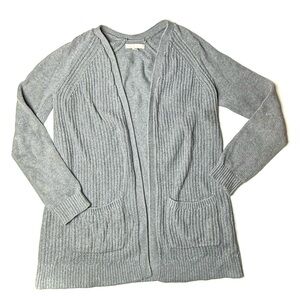 Banana Republic Women's Small Oversized Ribbed Gray Cardigan Open Front Pockets‎